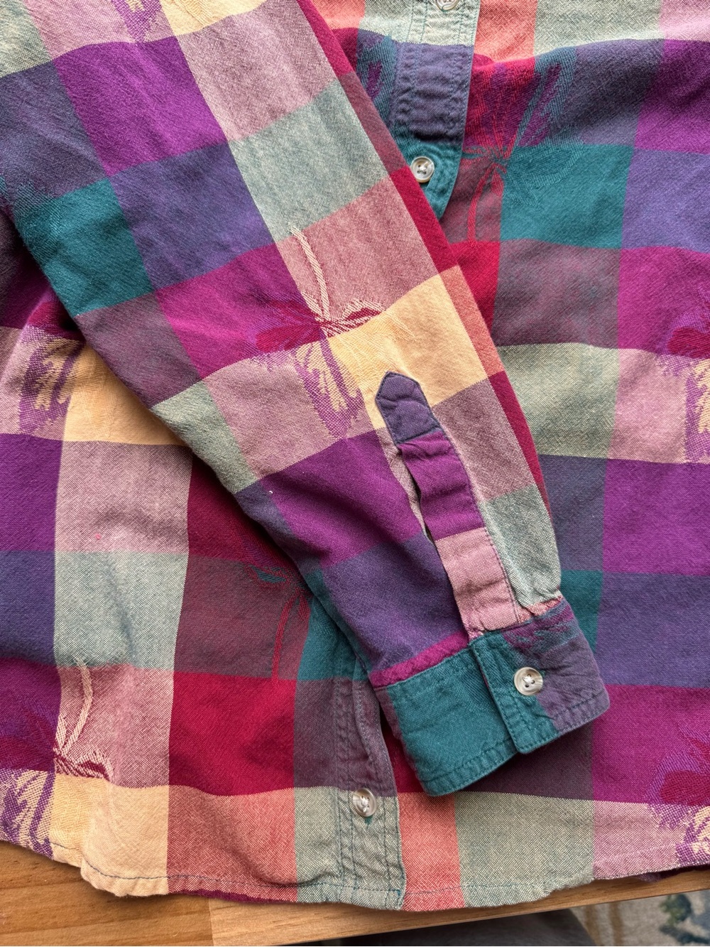 Northcrest Vintage Denim Collar Plaid Button-Up Autumn Shirt Fall Cottage Colors - Picture 8 of 8